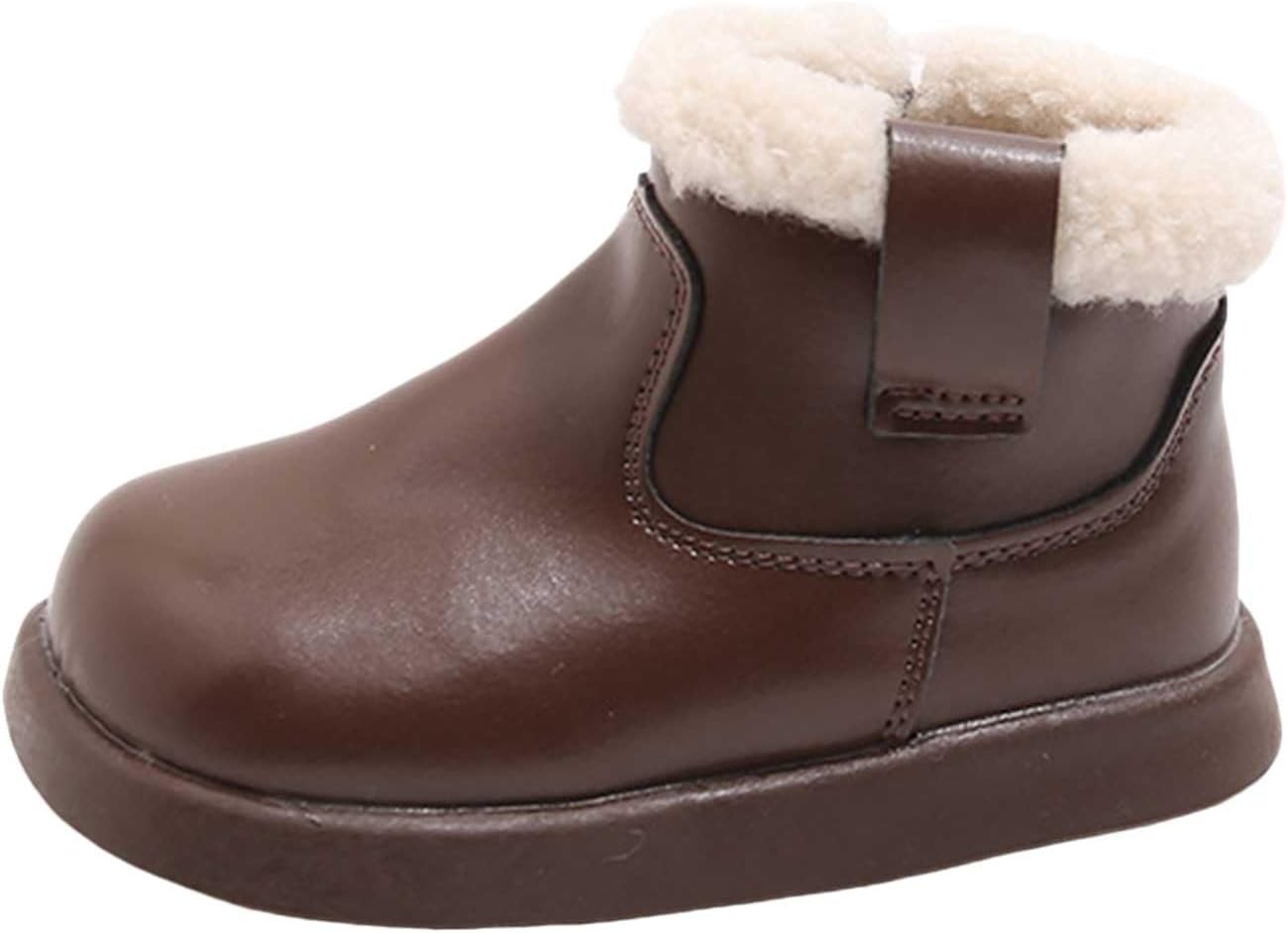 

Детские Ботинки IWIHMIV для Девочек, Укороченные Ботинки на Танкетке, Хлопковые, Нескользящие, Удобные и Теплые, Повседневные Ботиночки для Малышей, Brown