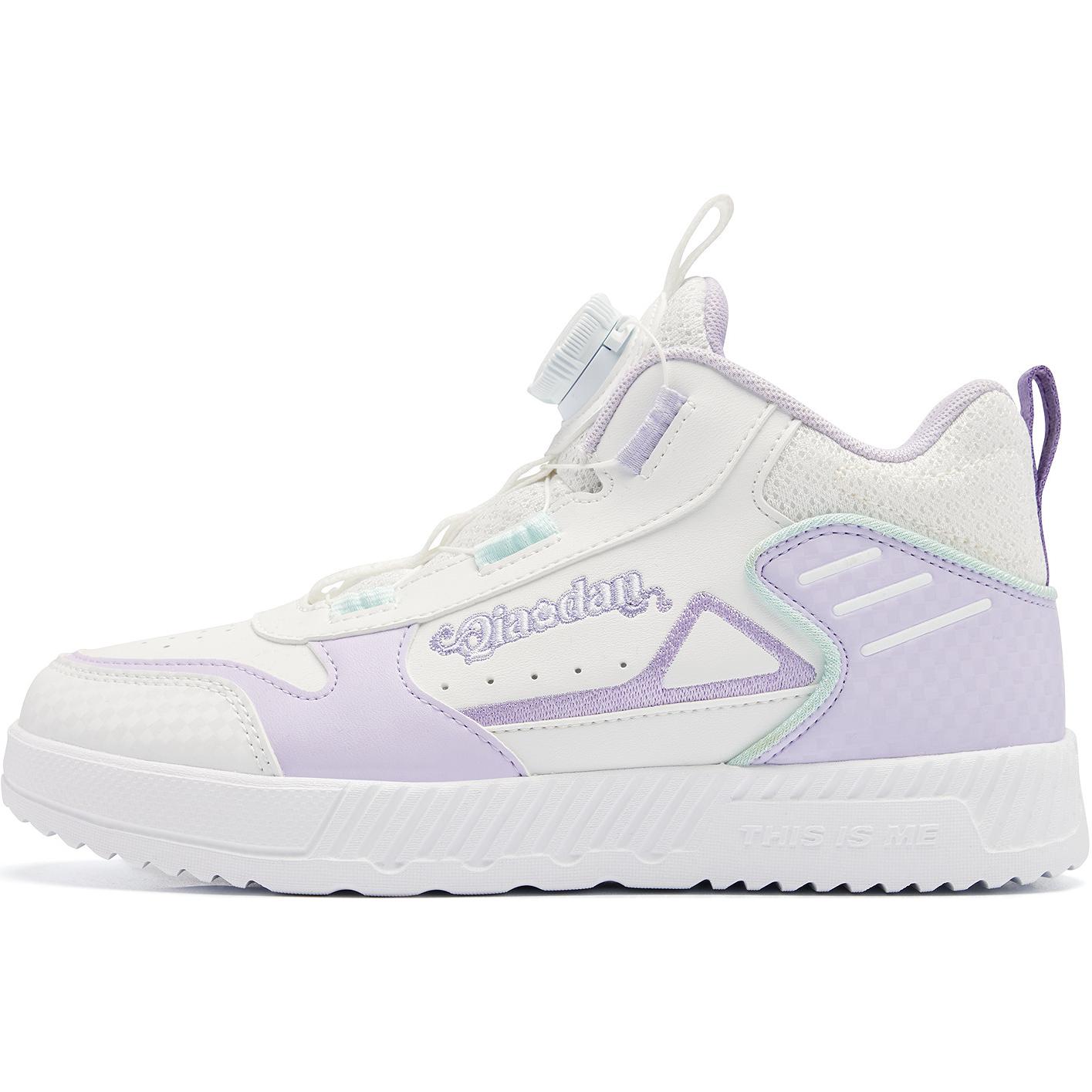 

QIAODAN Детские кроссовки Jordan White/Kapok Purple с противоскользящей подошвой и износостойким верхом для скейтбординга для подростков