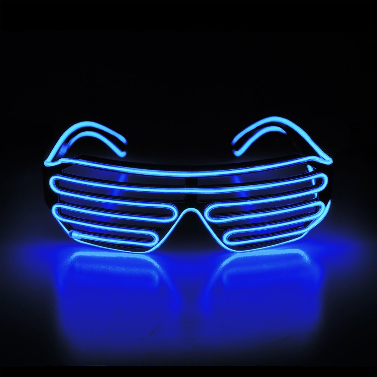 

Очки Aquat Shutter El Wire Neon Rave Glasses с подсветкой и мигающими светодиодами, управляемые голосом, для вечеринок, в стиле 80-х, EDM, RB02 (синяя, черная оправа) 2 Aquat-LED, Blue