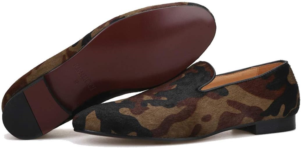 

Мужские темно-коричневые лоферы-слипоны FERUCCI из конского волоса с камуфляжным узором