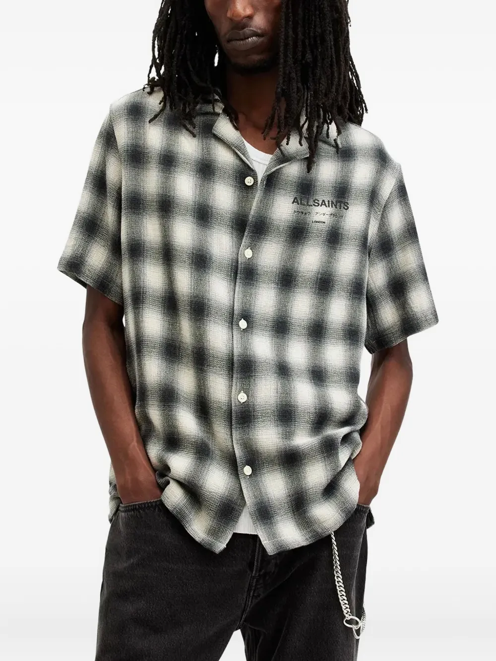 

Клетчатая рубашка AllSaints, белый