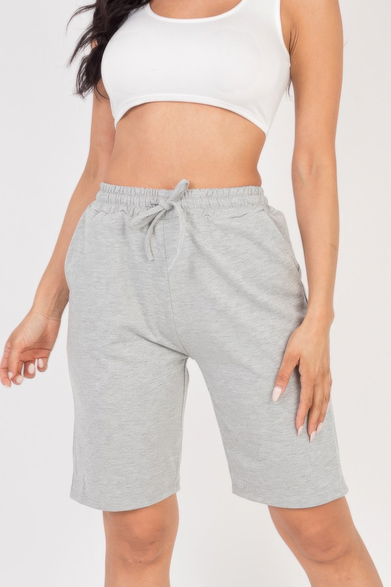 

FASHNZFAB женские шорты-бермуды из французского трикотажа, цвет heather grey