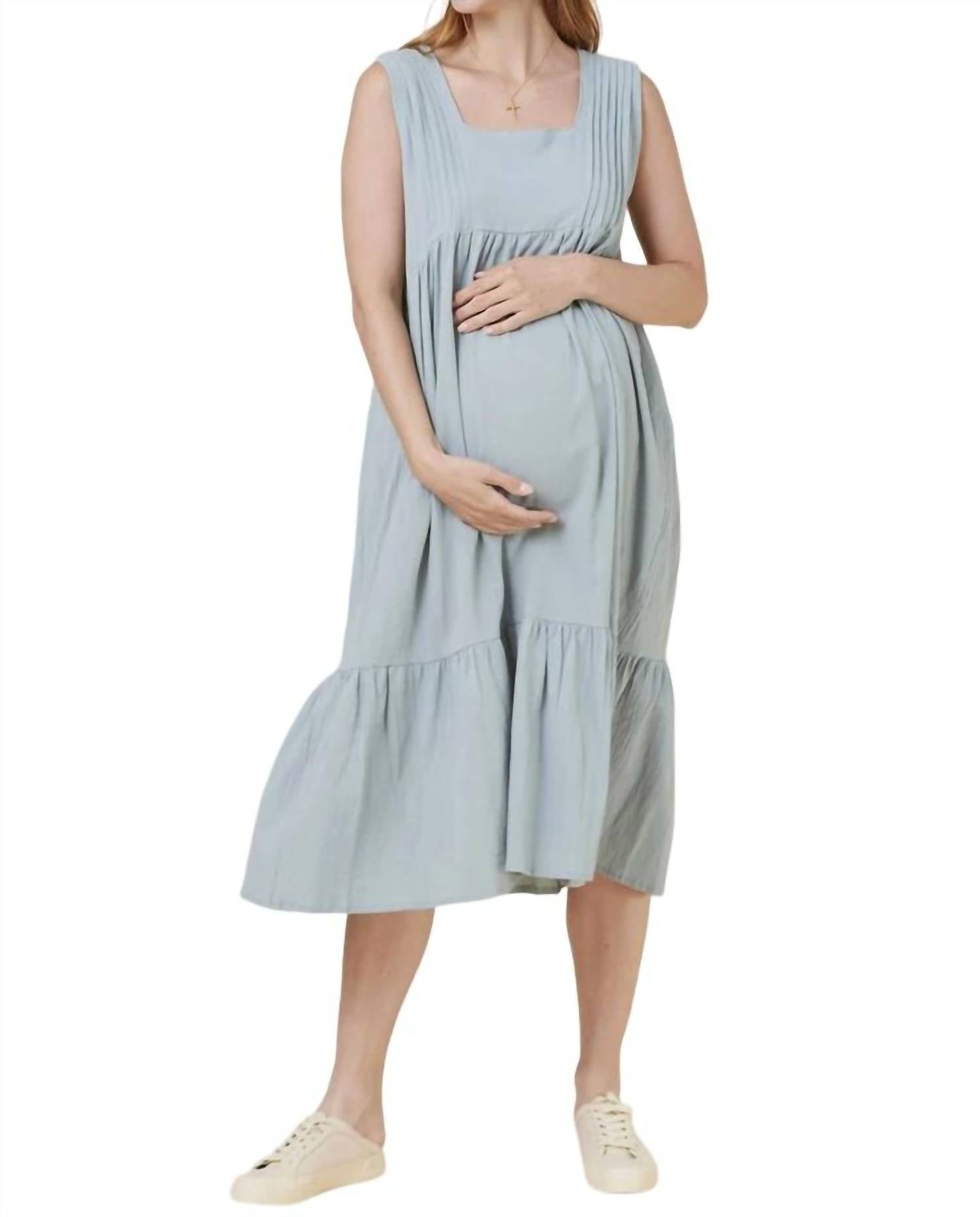 

Платье миди с жатым узором в цвете Sage Liv Maternity