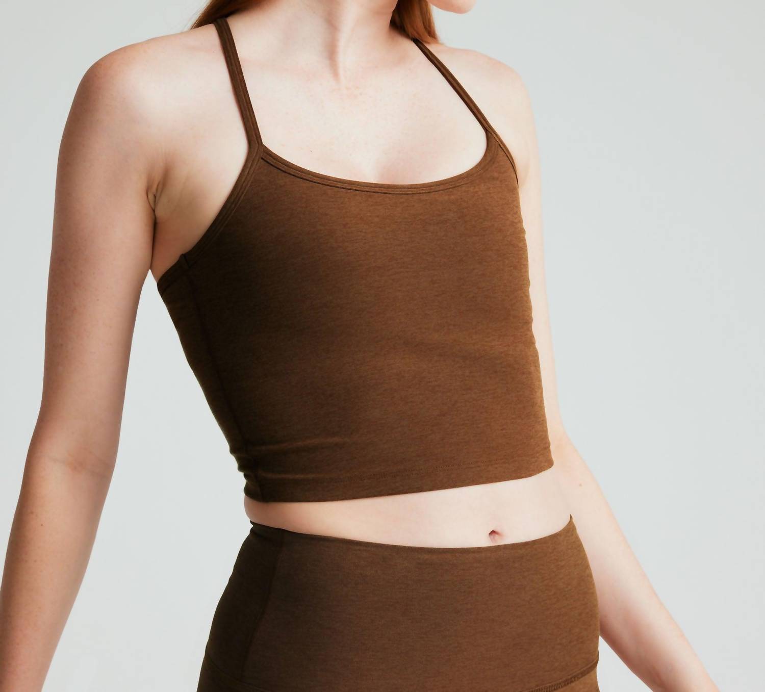 

Укороченная майка Spacedye Slim Racerback цвета смелый мокко BEYOND YOGA, цвет bold mocha