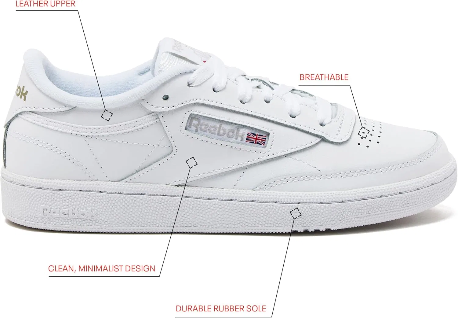 Женские кроссовки Reebok CL Lthr 153954 Amazon Renewed, 2-White Grey — фото 3