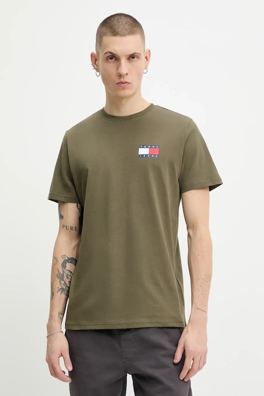 

Хлопковая футболка Tommy Jeans, зеленый