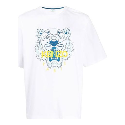

Футболка men's classic tiger head printing loose round neck short sleeve white Kenzo, белый