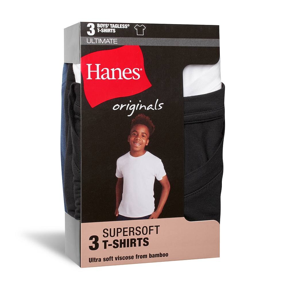 Набор из 3 супермягких футболок Hanes Originals Ultimate для мальчиков 4–20 лет, мультиколор — фото 2