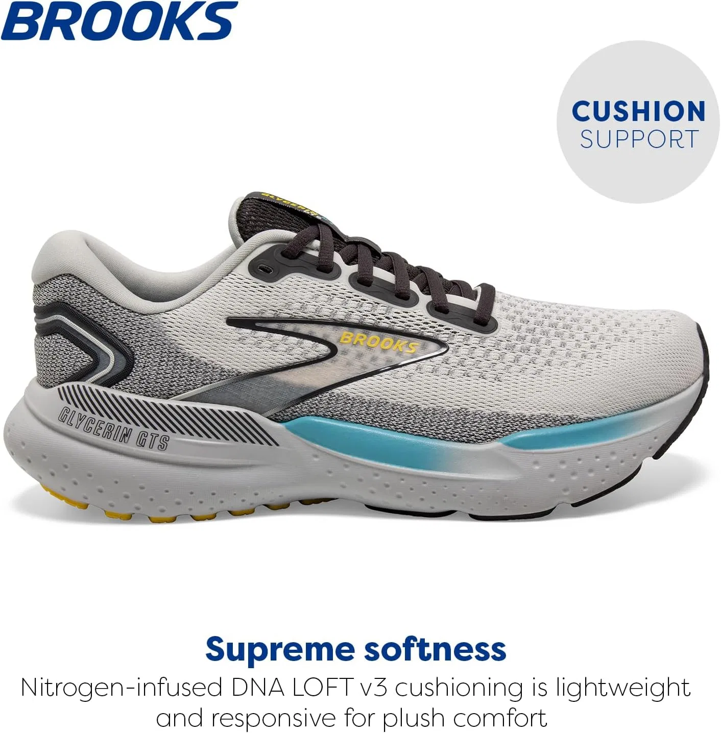 Мужские кроссовки Brooks Glycerin GTS 21, Coconut Forged Iron Yellow — фото 2