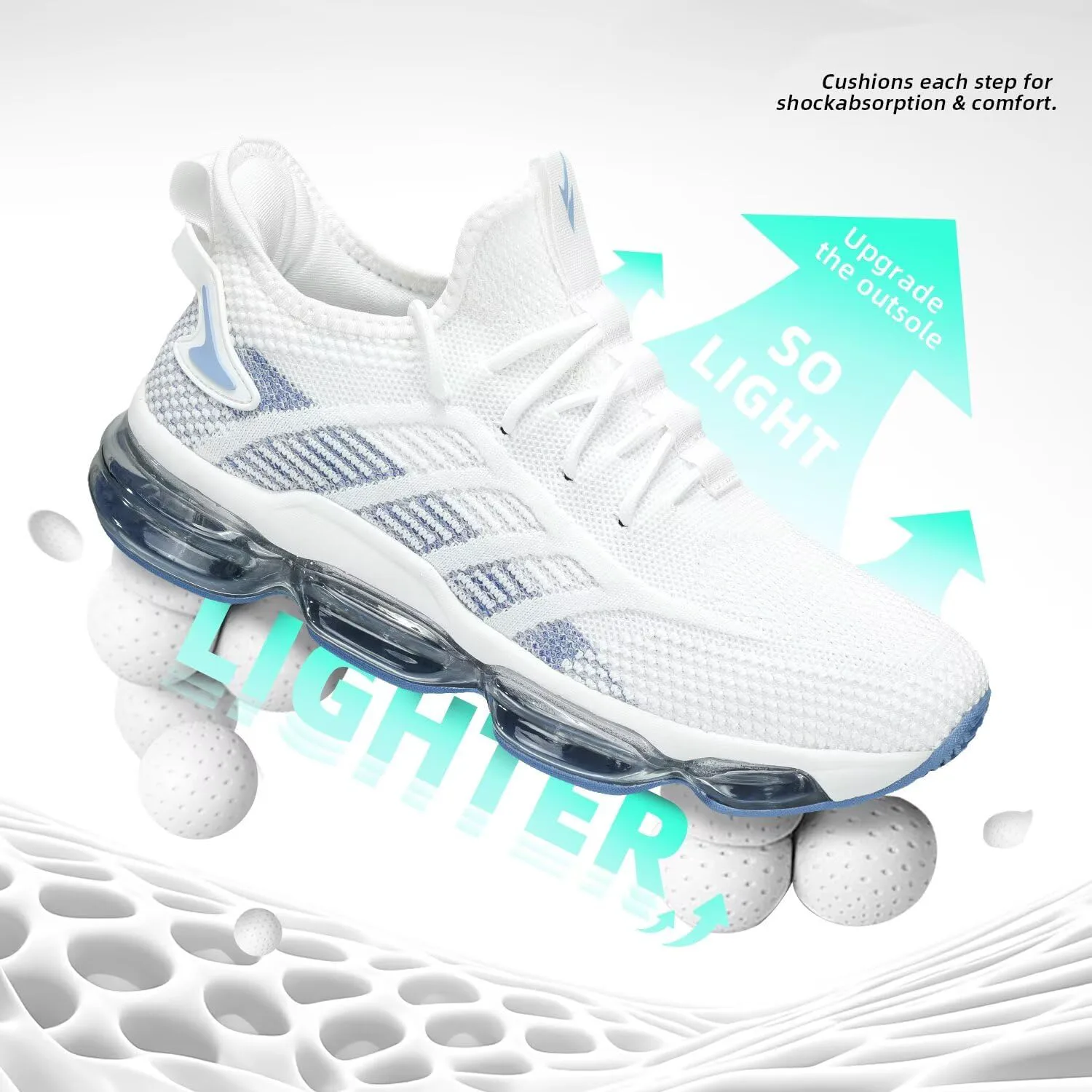 

Мужские кроссовки для бега с воздушной амортизацией, без шнурков, для ходьбы, тенниса, модные повседневные, дышащие, для трейла, спорта и зала Pozvnn, белый