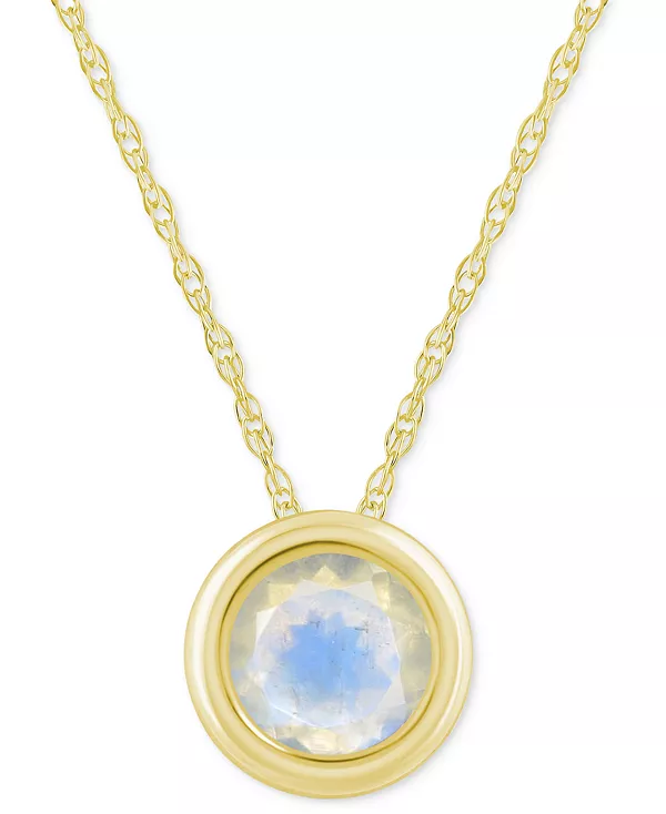 

Круглое ожерелье с подвеской 18 дюймов из 10-каратного желтого золота (также из 10-каратного белого золота) с драгоценными камнями Macy'S, moonstone/gold