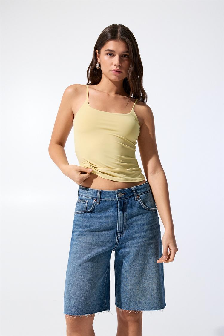 

Топ из полиамида с тонкими бретелями Pull And Bear, желтый