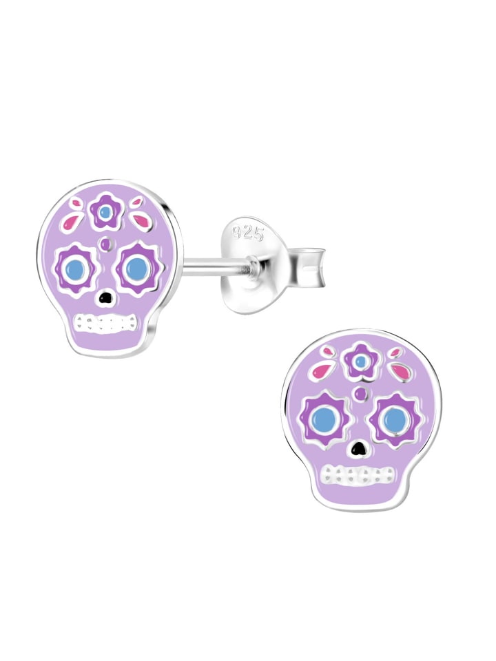 

Schmuck23 Серебряные серьги, фиолетовый череп, серебро 925 пробы