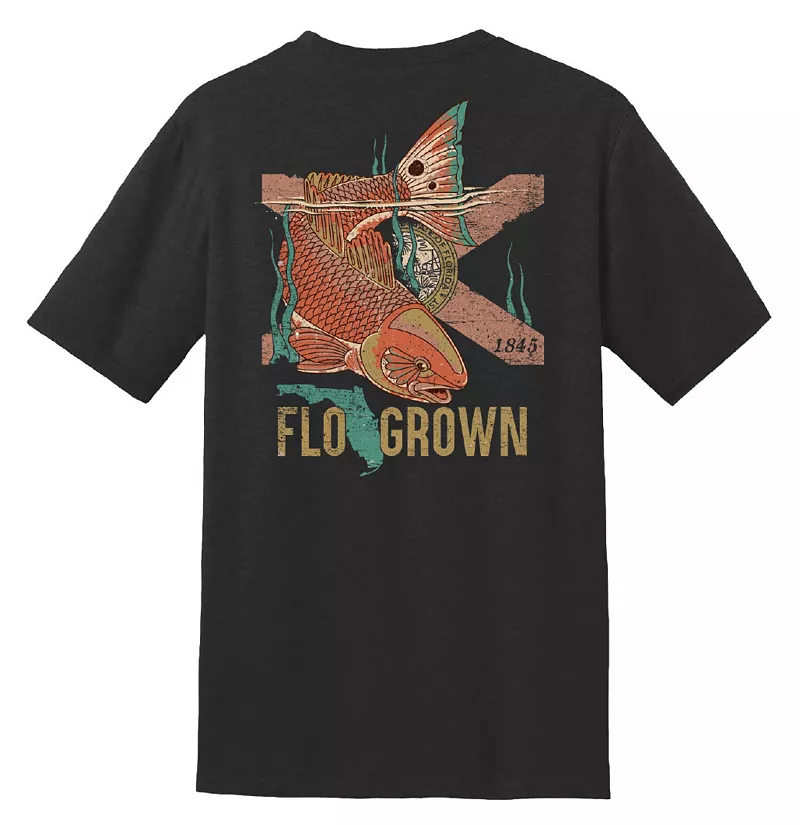 

Мужская классическая футболка FloGrown с хвостом красной рыбы, цвет Heather Black