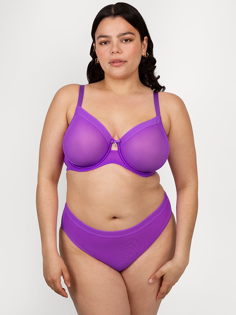 

Трусики-Слипы из прозрачной сетки с высоким вырезом Curvy Couture, purple passion