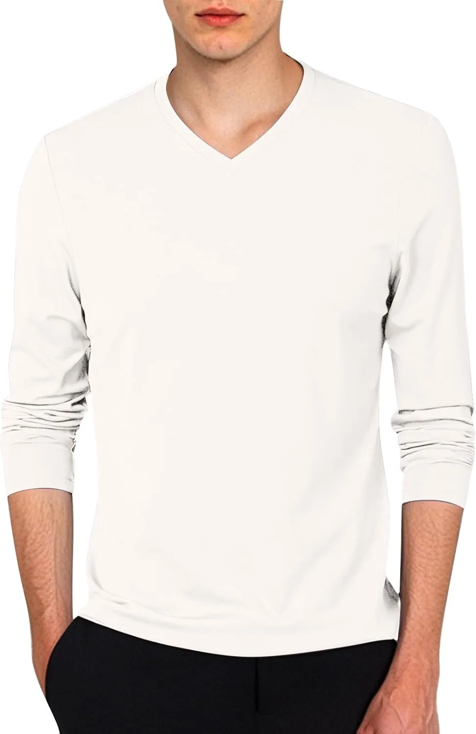 

Футболка с V-образным вырезом для мужчин — легкая и мягкая с длинными рукавами