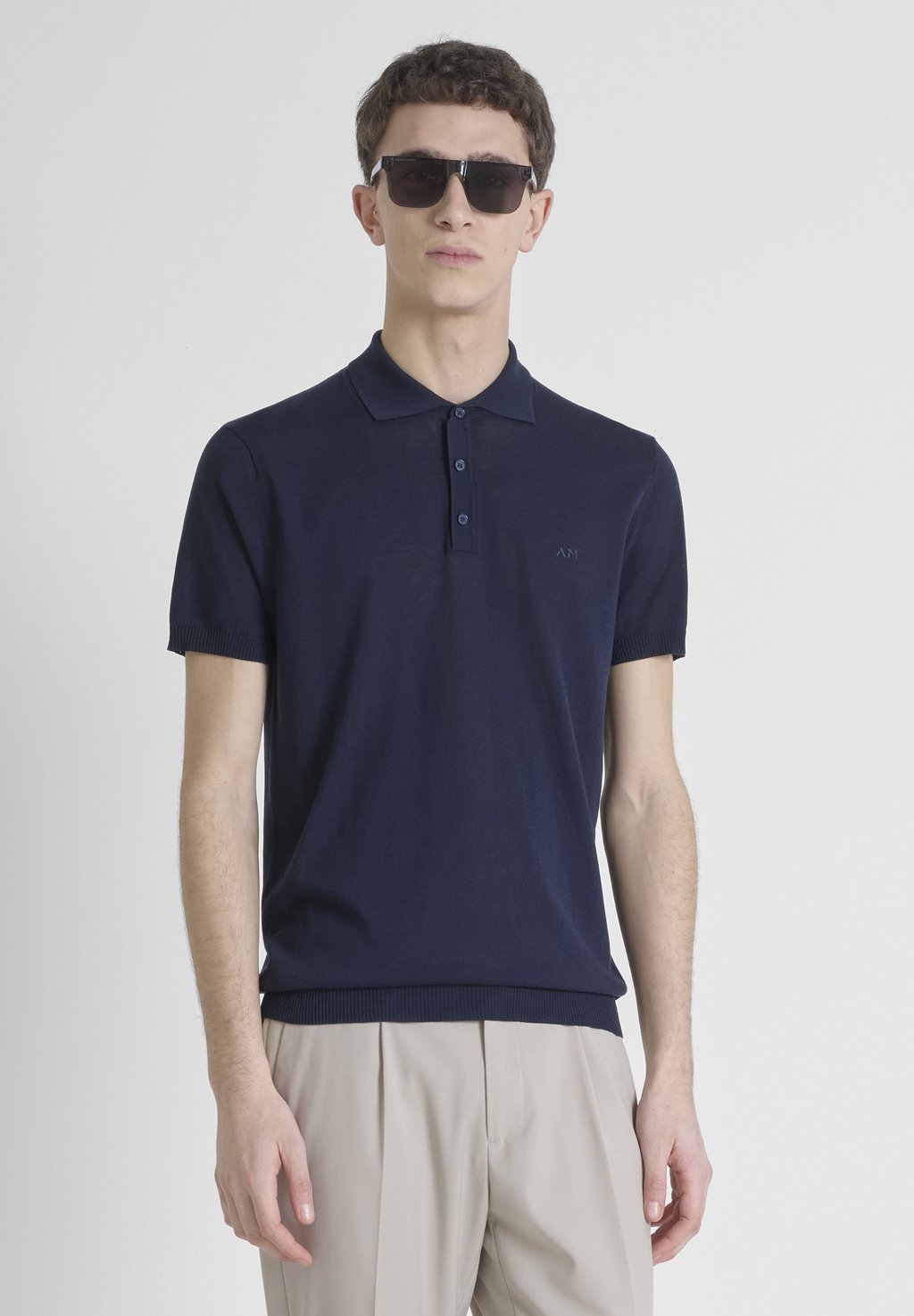 

Рубашка поло REGULAR FIT IN FOAM LOGO PRINT Antony Morato, темно-синий