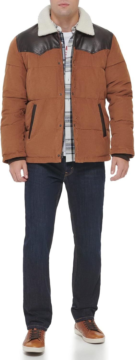 Мужская стеганая куртка Levi's Out West из смешанной ткани, Worker Brown Puffer — фото 3