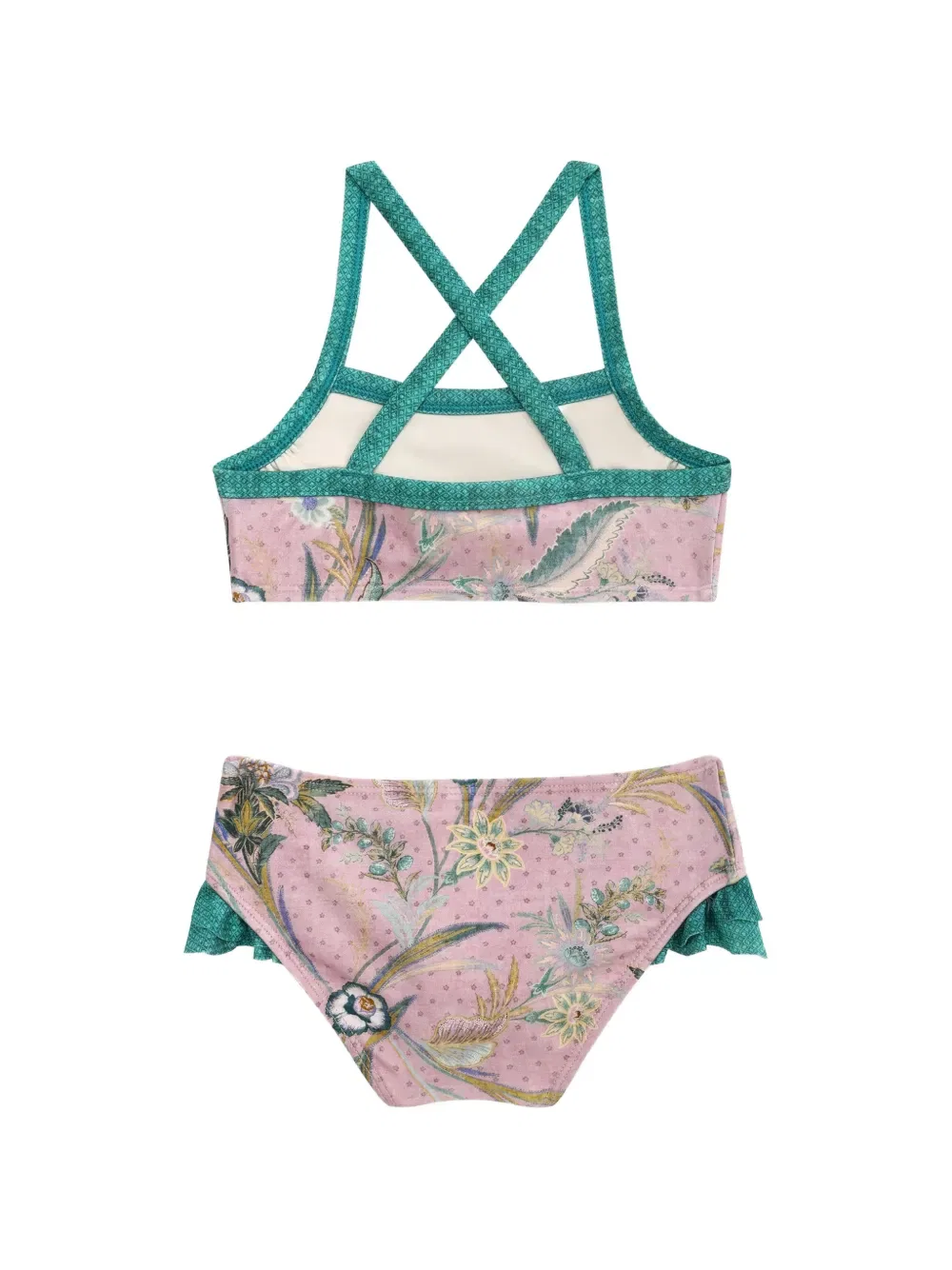 Бикини Indra с цветочным принтом и оборками Zimmermann Kids, розовый — фото 2