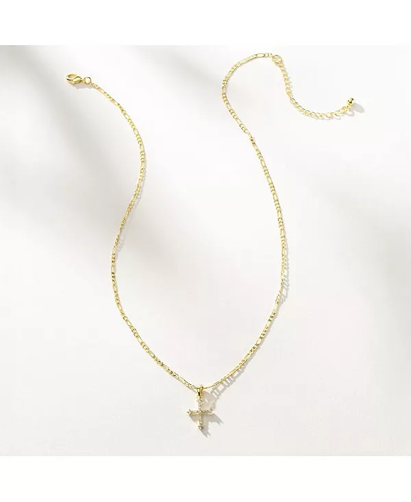 

Ожерелье из 14-каратного золота с крестом и цепочкой, 16 дюймов + удлинитель 2 дюйма Uncommon James, gold