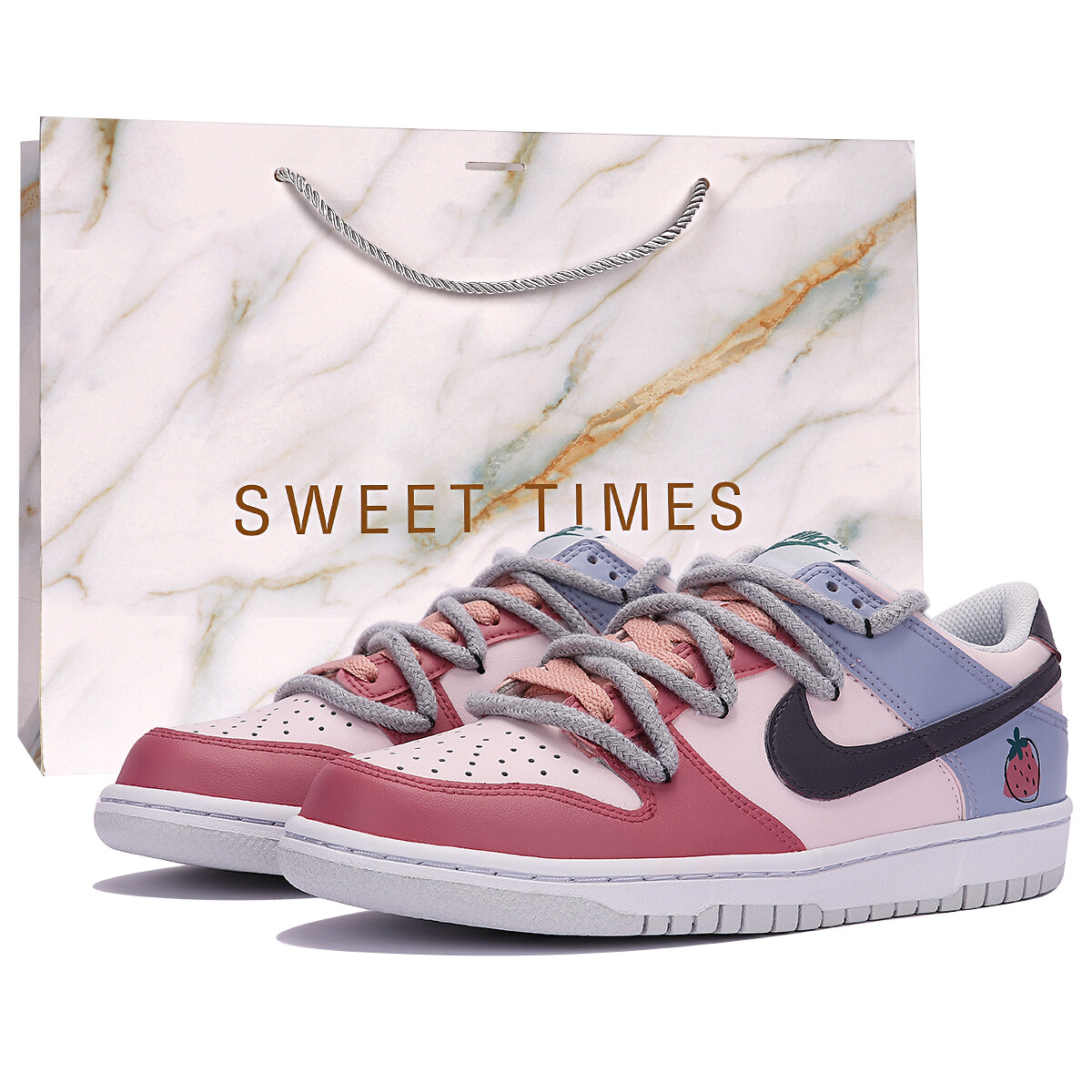 

Кроссовки Nike Dunk Skateboarding Shoes Women's Low-top Pink/Red/Blue, розовый