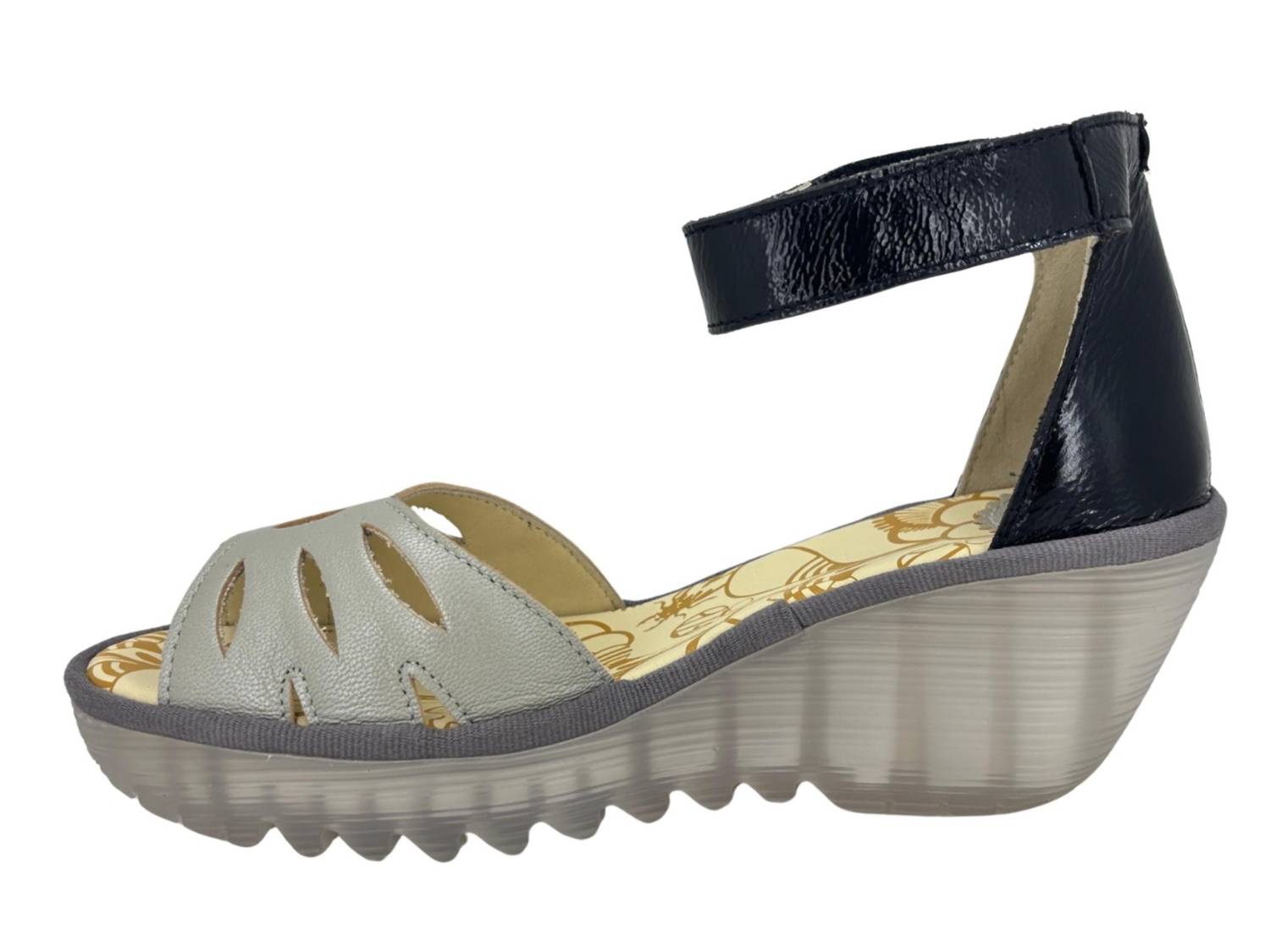 Women's Yelu Platform Wedge Sandal In Silver/black FLY London — фото 3