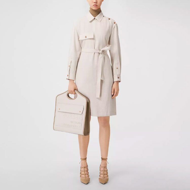 Платье Burberry женское с длинными рукавами, светло-умбра — фото 4