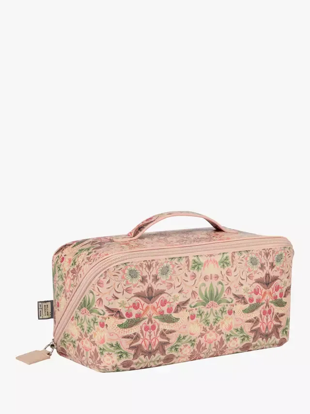 Косметичка Strawberry Thief в разложенном виде, розовая клубника William Morris At Home — фото 2