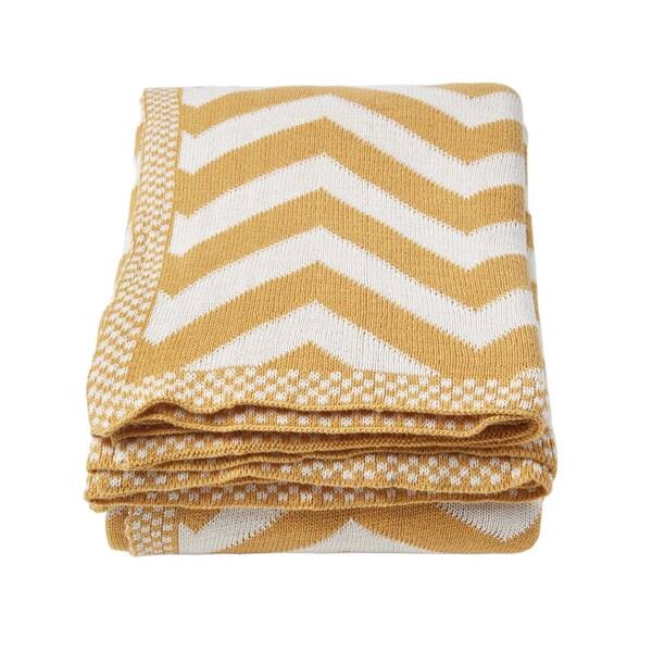 

Покрывало Homescapes mit Chevron-Muster, 150x1x200 см цвет senfgelb und cremeweiß