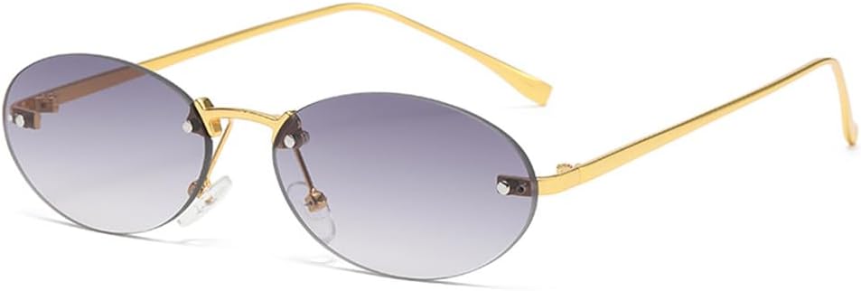 

Солнцезащитные очки UV400 с защитой от ультрафиолета — без оправы, овальные, в стиле панк с металлическим блеском, для женщин и мужчин, для бега и занятий спортом на открытом воздухе UYPTK, Gradient Grey