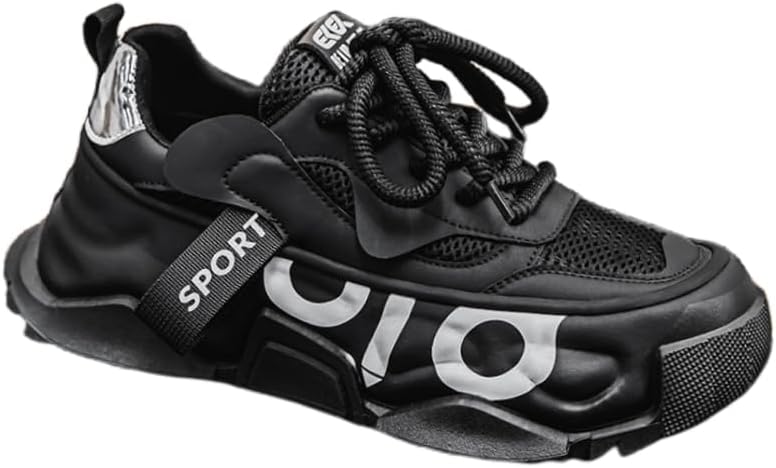 

Мужские дышащие спортивные кроссовки с толстой подошвой и вставками- легкая амортизация и комфорт на весь день Hoalox, черный