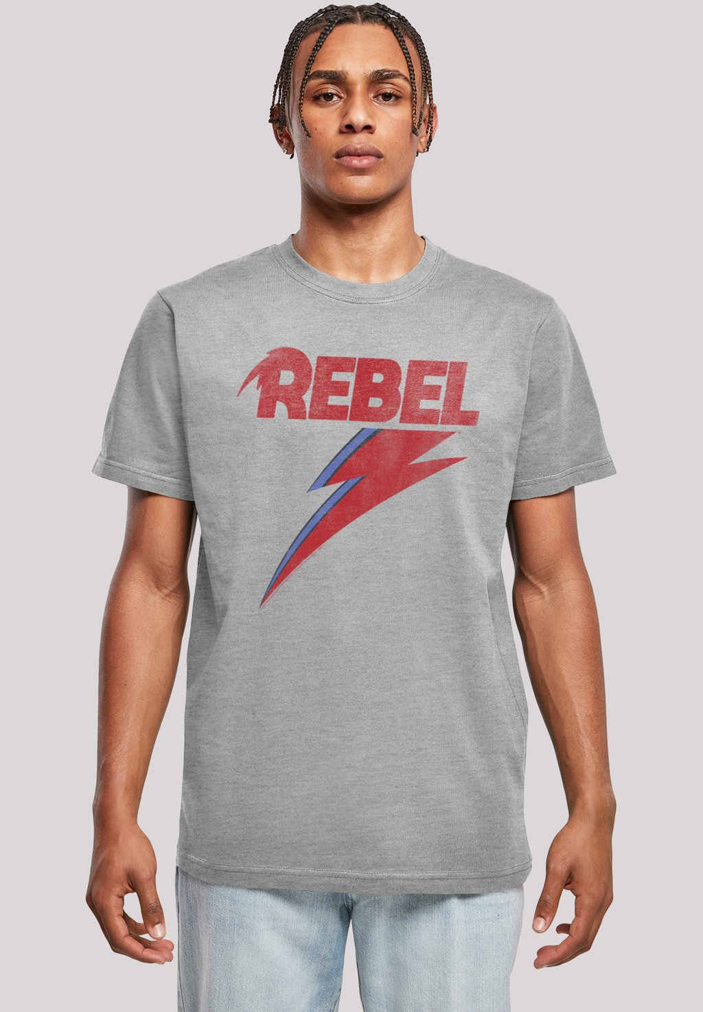 

Футболка с принтом DAVID BOWIE DISTRESSED REBEL F4NT4STIC, серый