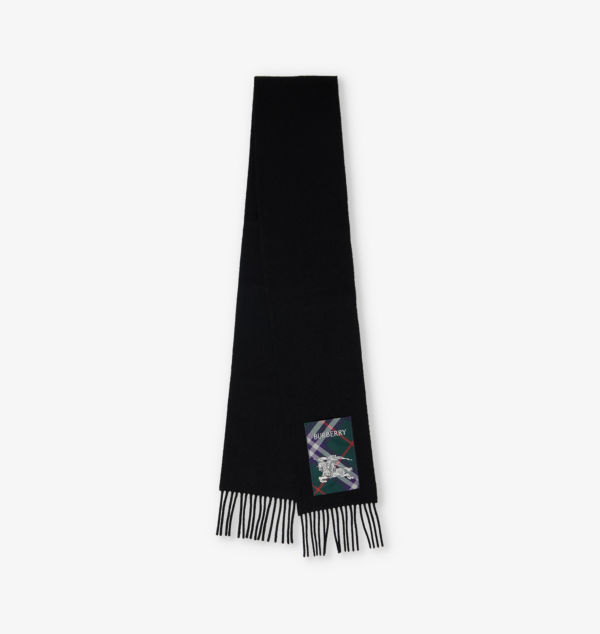 

Кашемировый шарф с бахромой Brand-Patch Burberry, черный