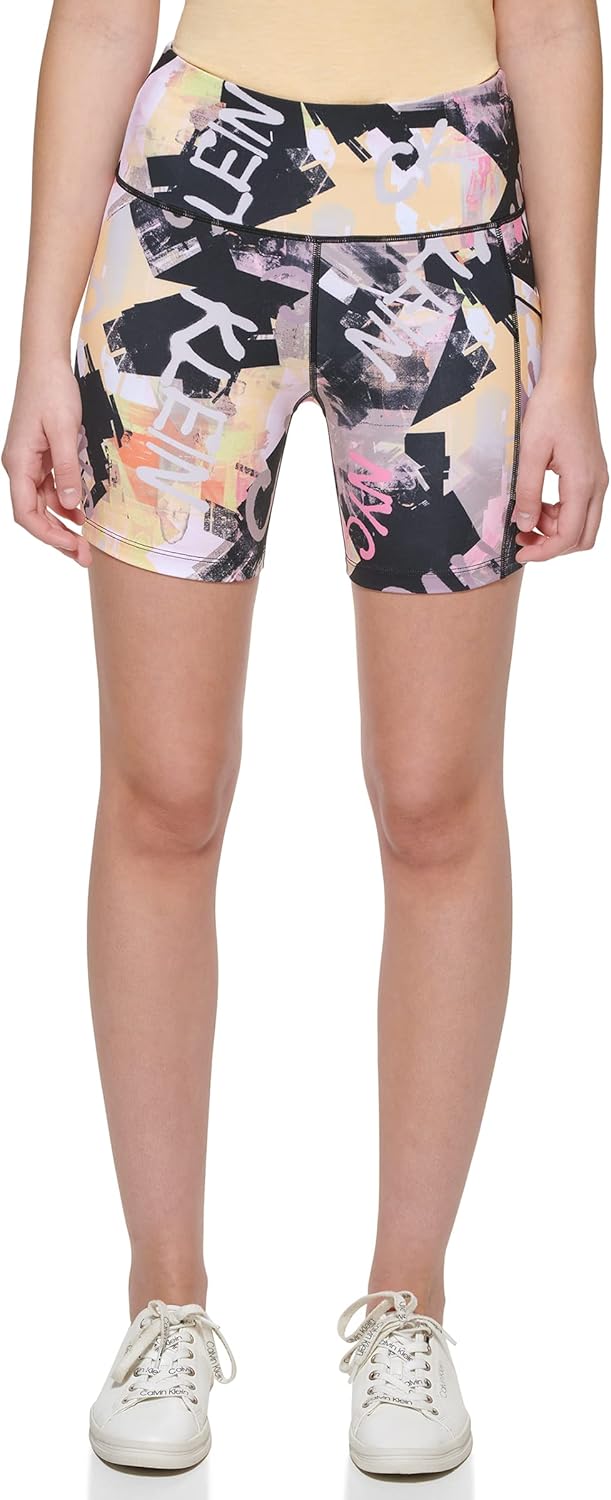 

Женские велосипедные шорты Calvin Klein Performance, растягивающиеся в 4 стороны, с плоскими швами, Canvas Logo Sunstone