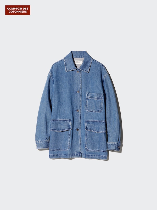 Хлопковая джинсовая куртка оверсайз Uniqlo, 30 natural — фото 4