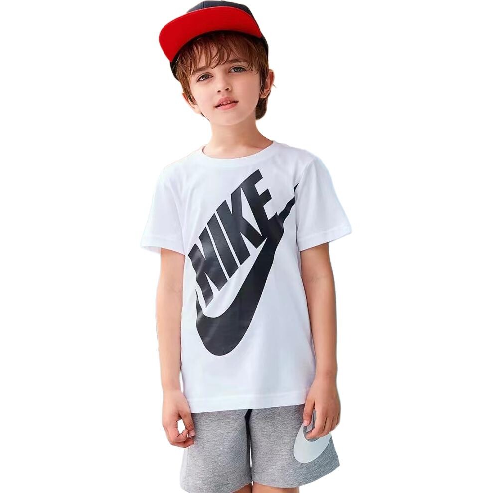 Детская повседневная спортивная одежда Nike, цвет White/black (T-shirt + shorts) — фото 3