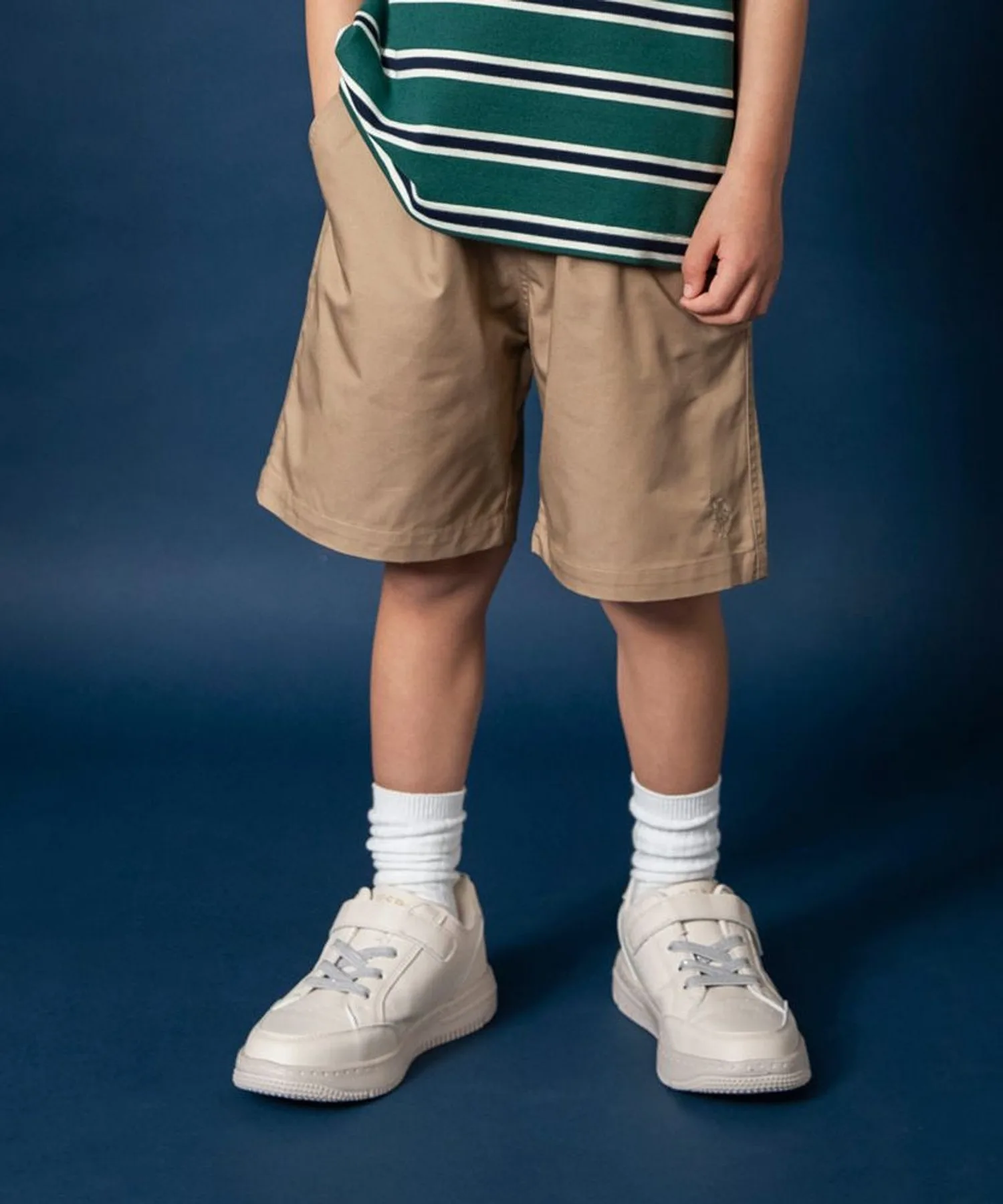 Детские шорты US POLO ASSN. с вышивкой, branshes, бежевые