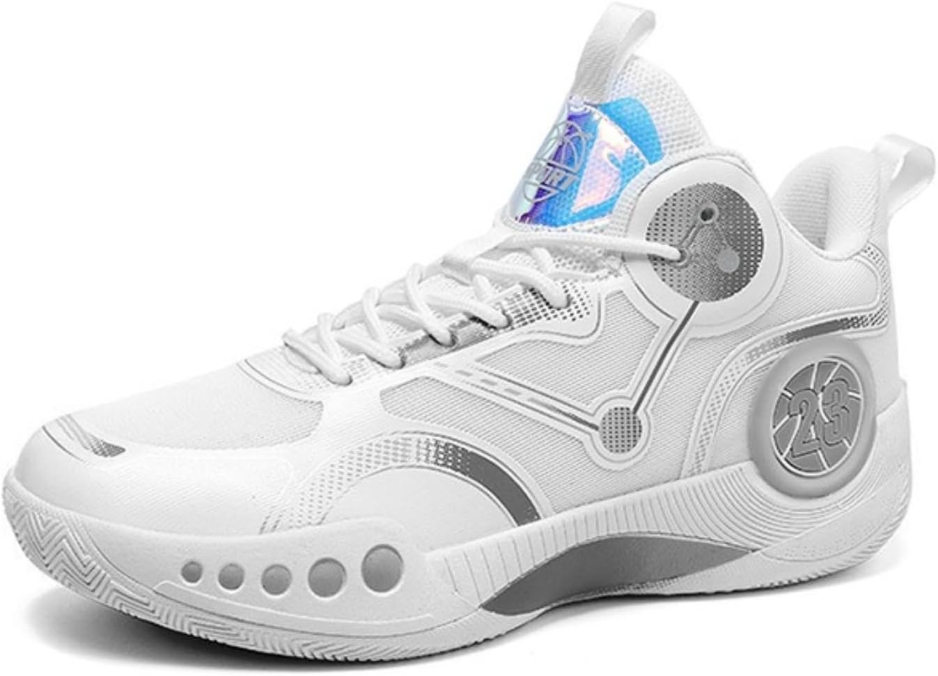 

Мужские модные дышащие баскетбольные кроссовки на шнуровке, высокие, легкие, нескользящие, амортизирующие, для бега, тенниса и тренировок, классические кроссовки для ходьбы, спорта, волейбола и бейсбола Qklmwes, белый/серый