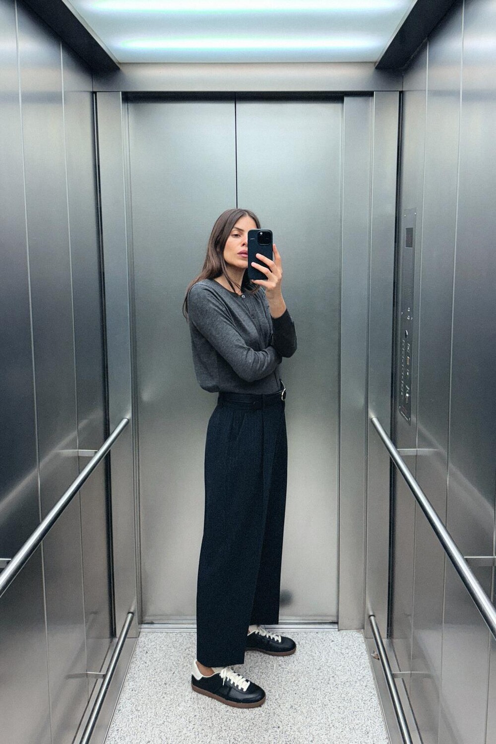 

Базовый шерстяной кардиган ZARA, средне-серый