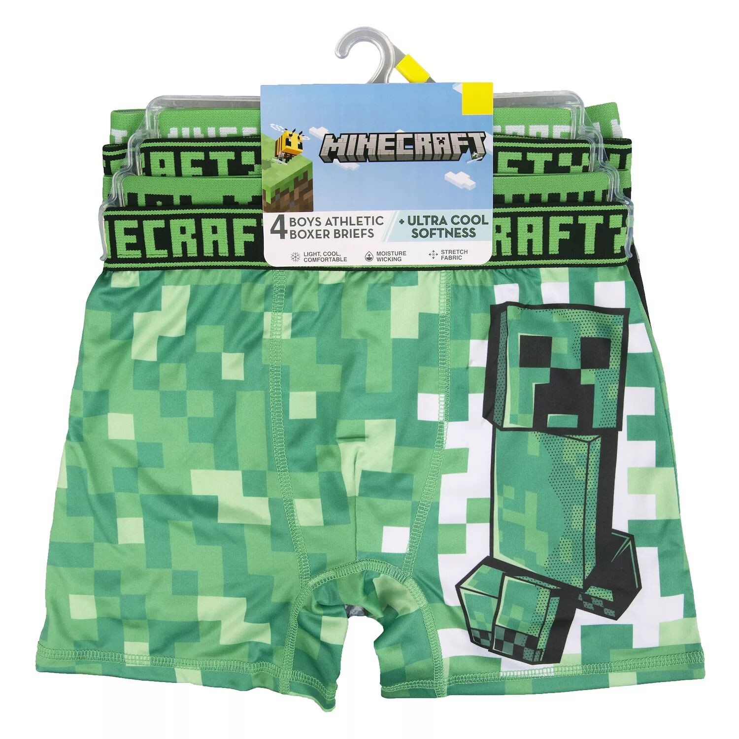 

Комплект из 4 трусов-боксеров Minecraft Licensed Character, зеленый/серый/черный