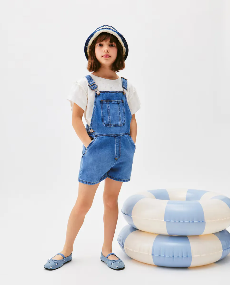 

Базовый короткий комбинезон для девочек Kids El Corte Inglés, бледно-голубой