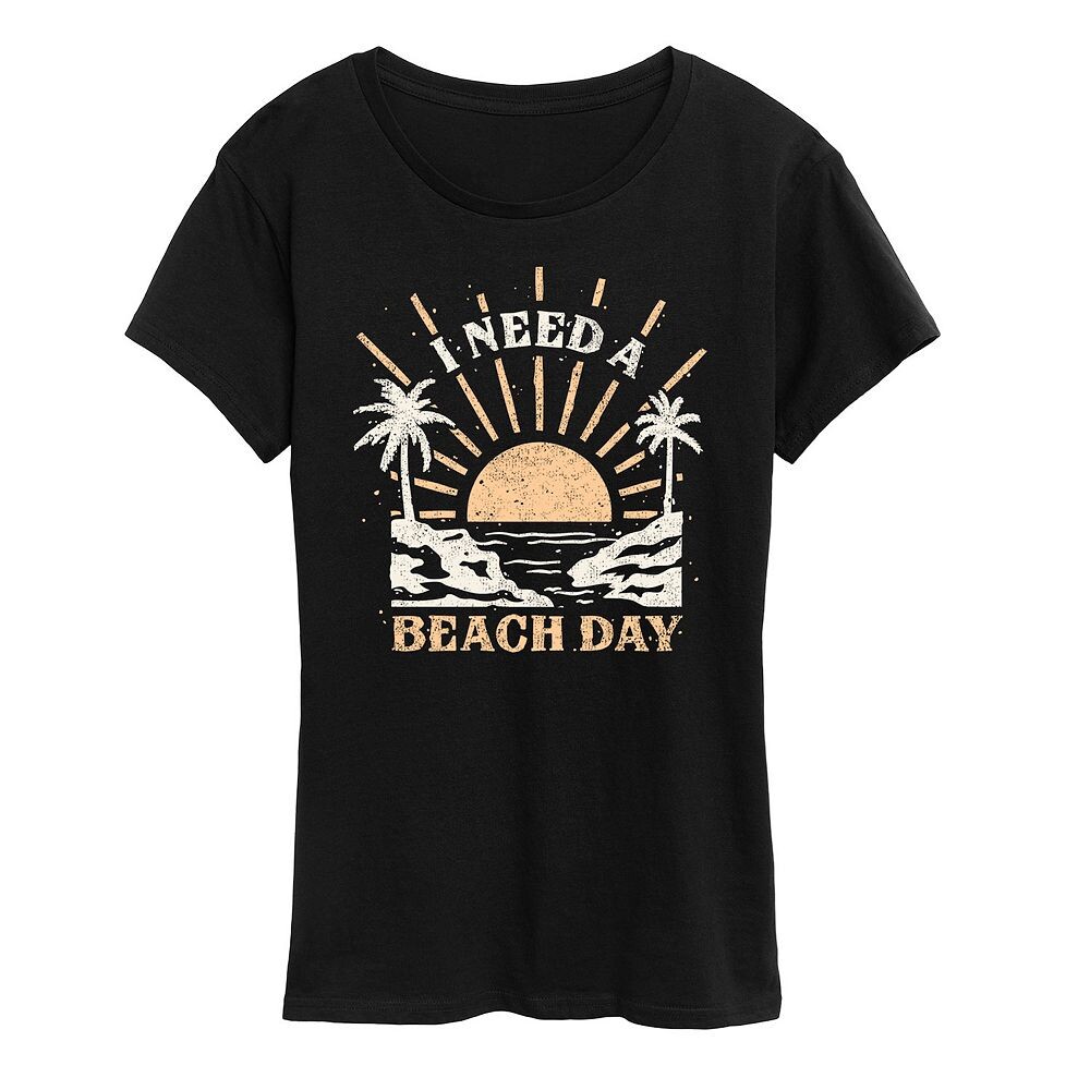 

Женская футболка с рисунком I Need A Beach Day, черный