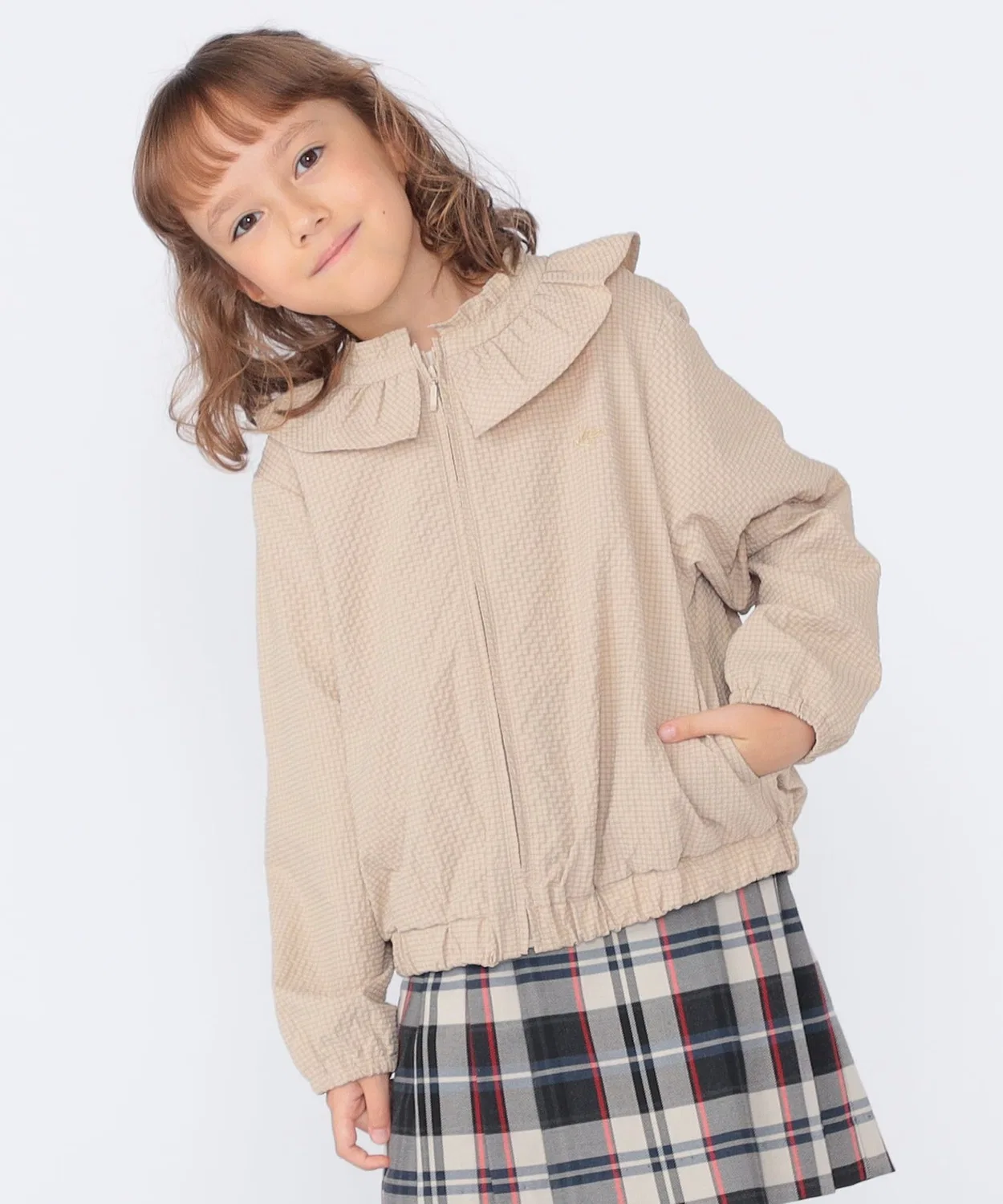 Детская куртка-парка с воланами SHIPS KIDS UV-защита, бежевая — фото 3