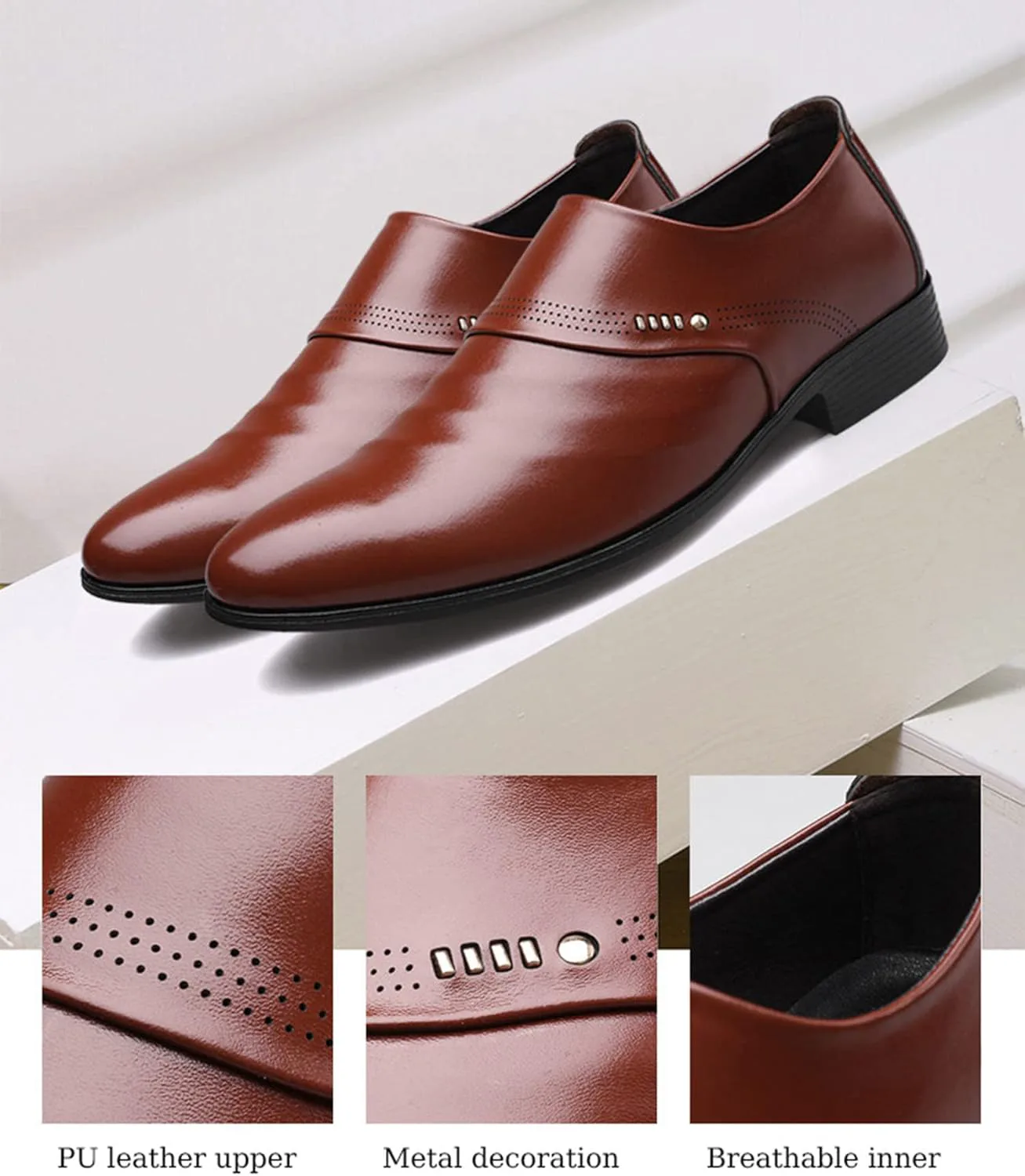 

Мужские классические туфли лоферы, элегантные туфли-слипоны, свадебные и офисные повседневные лоферы для мужчин KYOESCAI, коричневый