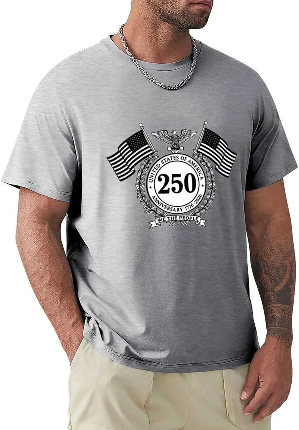 Футболка мужская хлопковая, America's 250th Anniversary, цвет Gray-style-5