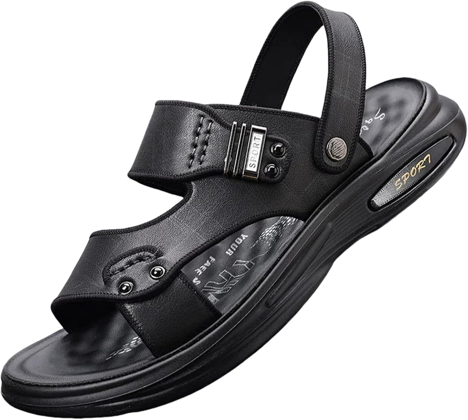 

Мужские сандалии для дома и улицы, пляжные, повседневные, из натуральной кожи, без застежки, подходят для двух видов использования, спортивные, мягкие Abborora, черный