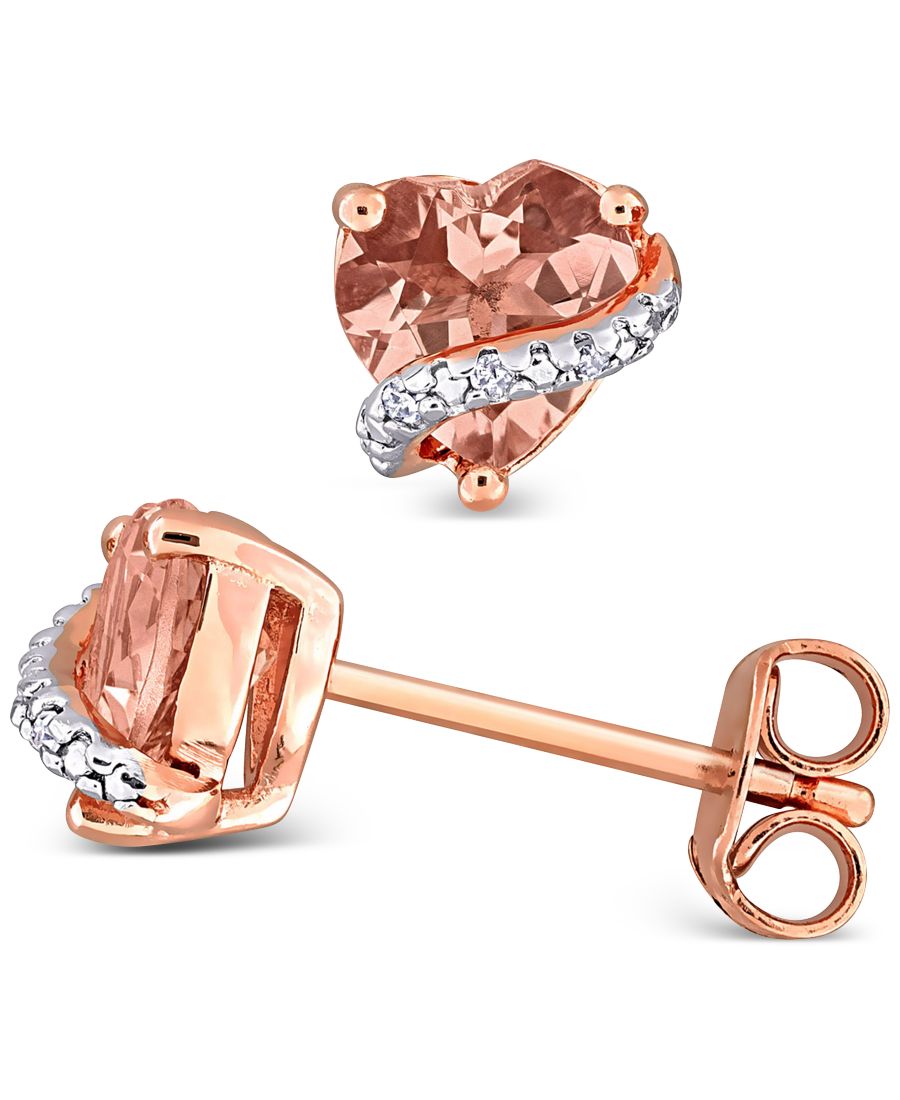 

Серьги-гвоздики в форме сердца с морганитом (1,3 карата) и бриллиантами в оправе из стерлингового серебра с покрытием роза Macy's, Morganite