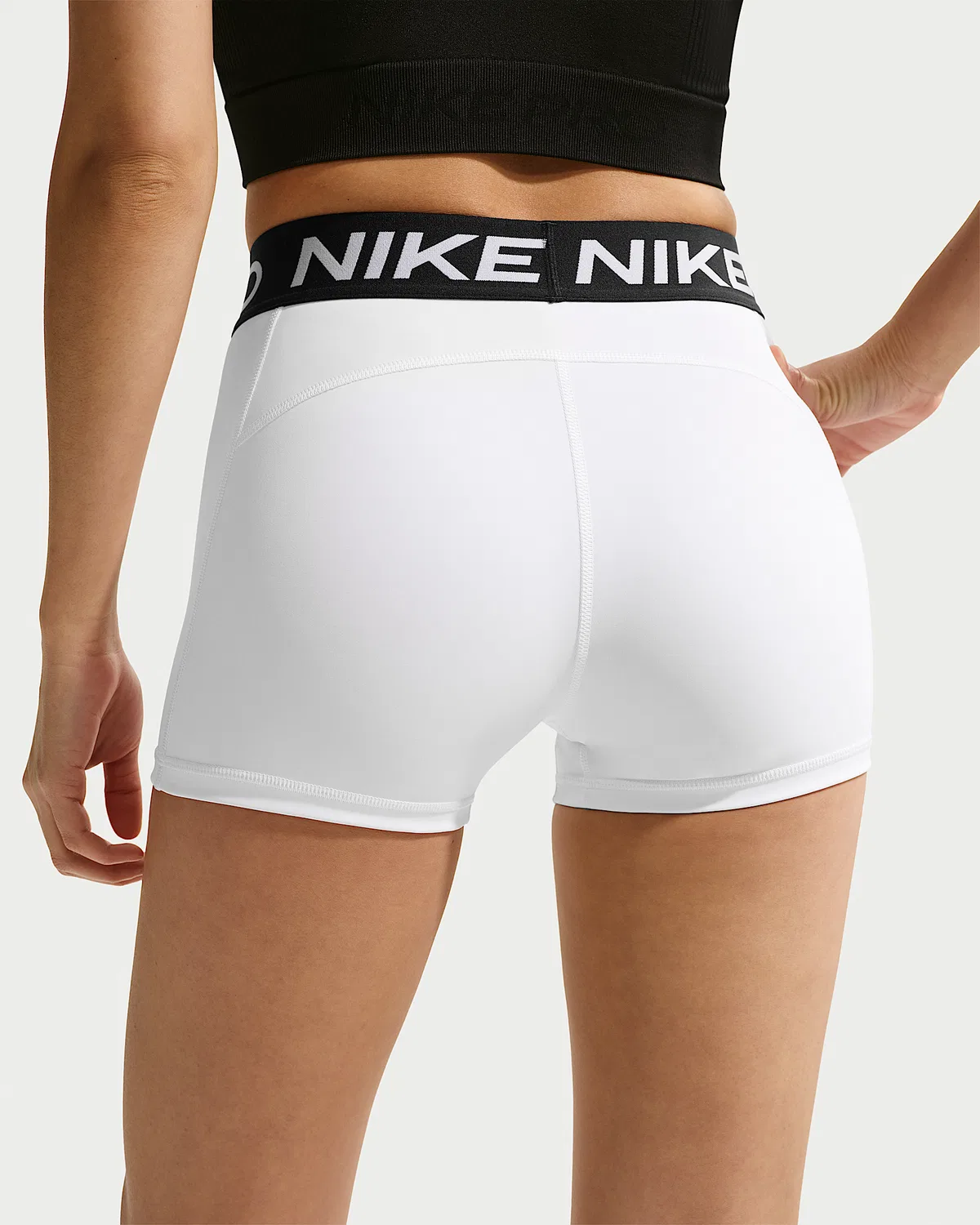 Женские велосипедки Nike Pro со средней посадкой, 3", White/Black/Black — фото 3