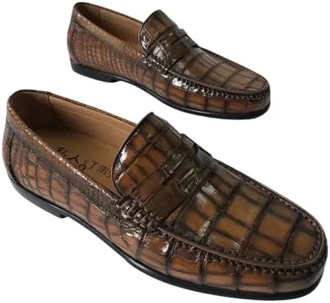 Мокасины из кожи крокодила, Authentic, коричневый, черный