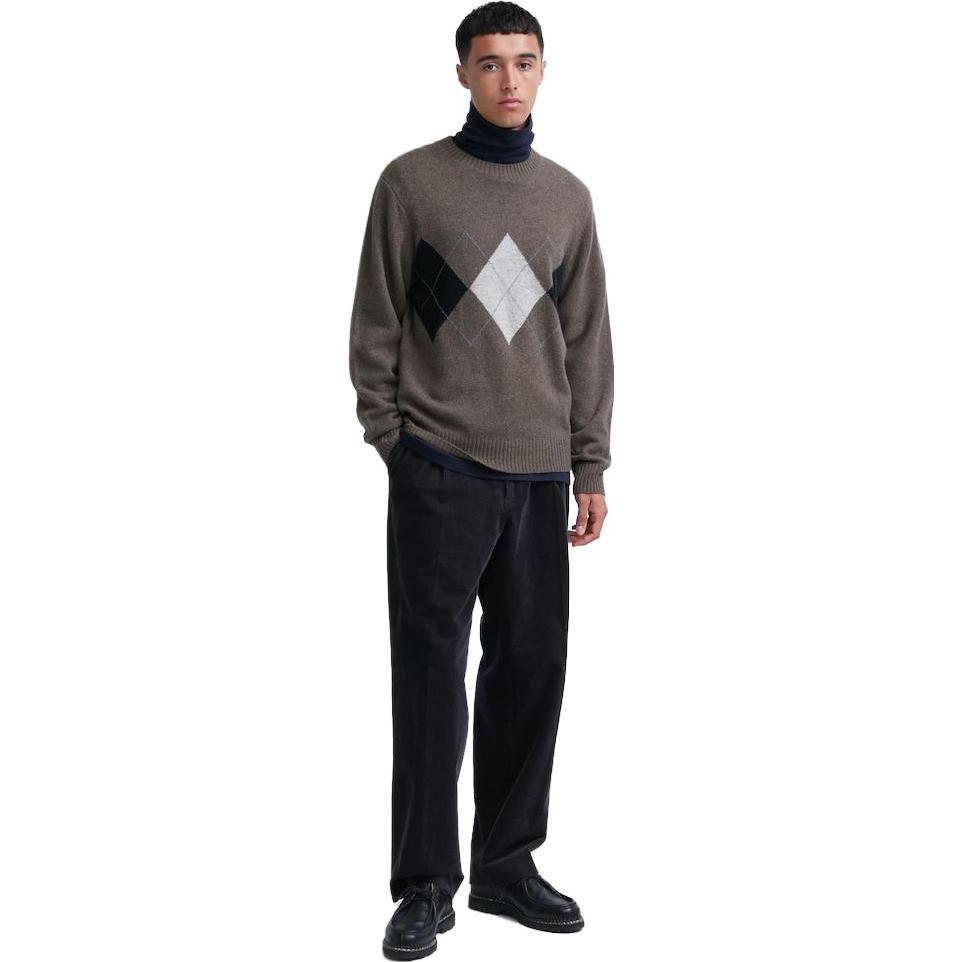 Свитер Unisex Umber с круглым вырезом, умеренная посадка UNIQLO, коричневый — фото 4